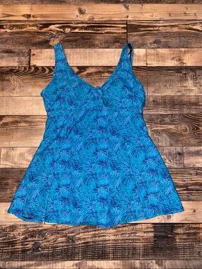 Carolinas Saltwater Blue Patterned Women’s One-Piece Swimdress
